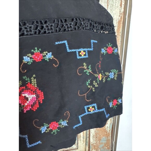 Kobi Halperin Black "Demi Floral” Wide Leg Pants Size XXL Cross Stitch Floral - Picture 3 of 12